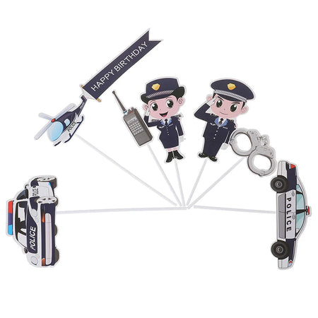Police Cake Toppers Policeman Plane Handcuffs Call Machine Decoration