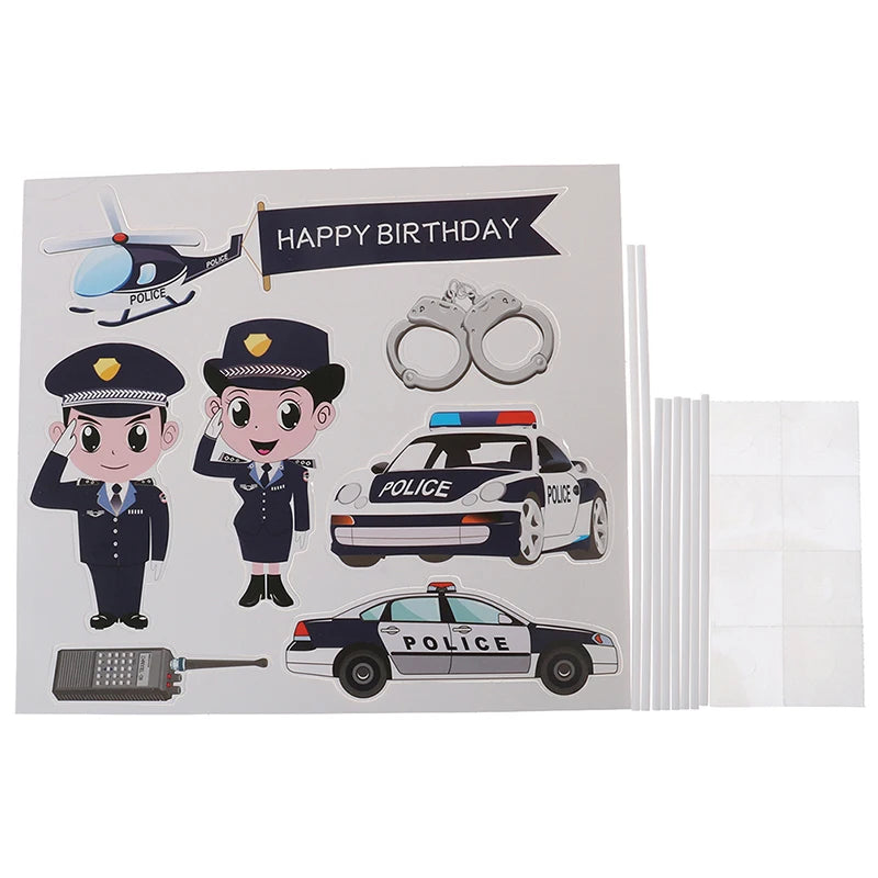 Police Cake Toppers Policeman Plane Handcuffs Call Machine Decoration