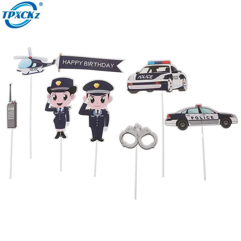 Police Cake Toppers Policeman Plane Handcuffs Call Machine Decoration Default Title