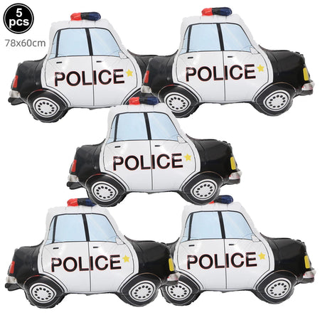 Police Car Foil Balloons 5pcs for Boys' Birthday Party Decorations 1 / as picture