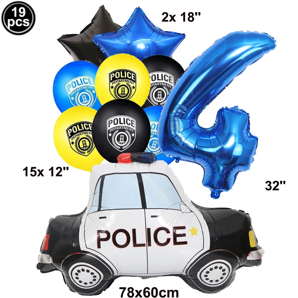 Police Car Foil Balloons 5pcs for Boys' Birthday Party Decorations 11 / as picture