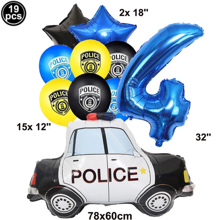 Police Car Foil Balloons 5pcs for Boys' Birthday Party Decorations 11 / as picture