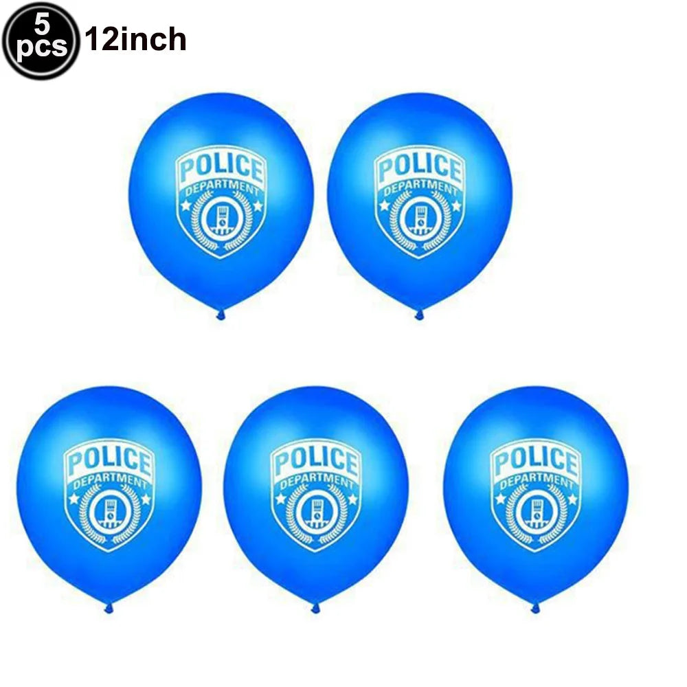 Police Car Foil Balloons 5pcs for Boys' Birthday Party Decorations 3 / as picture