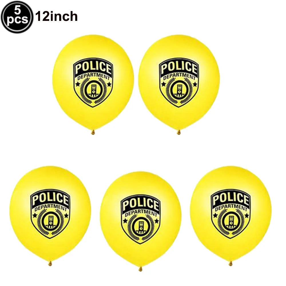Police Car Foil Balloons 5pcs for Boys' Birthday Party Decorations 4 / as picture