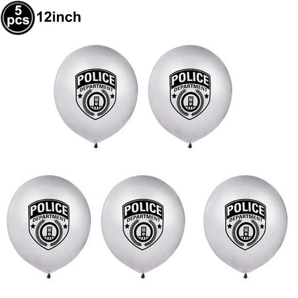 Police Car Foil Balloons 5pcs for Boys' Birthday Party Decorations 5 / as picture