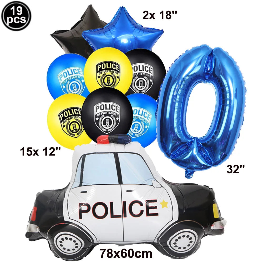 Police Car Foil Balloons 5pcs for Boys' Birthday Party Decorations 7 / as picture