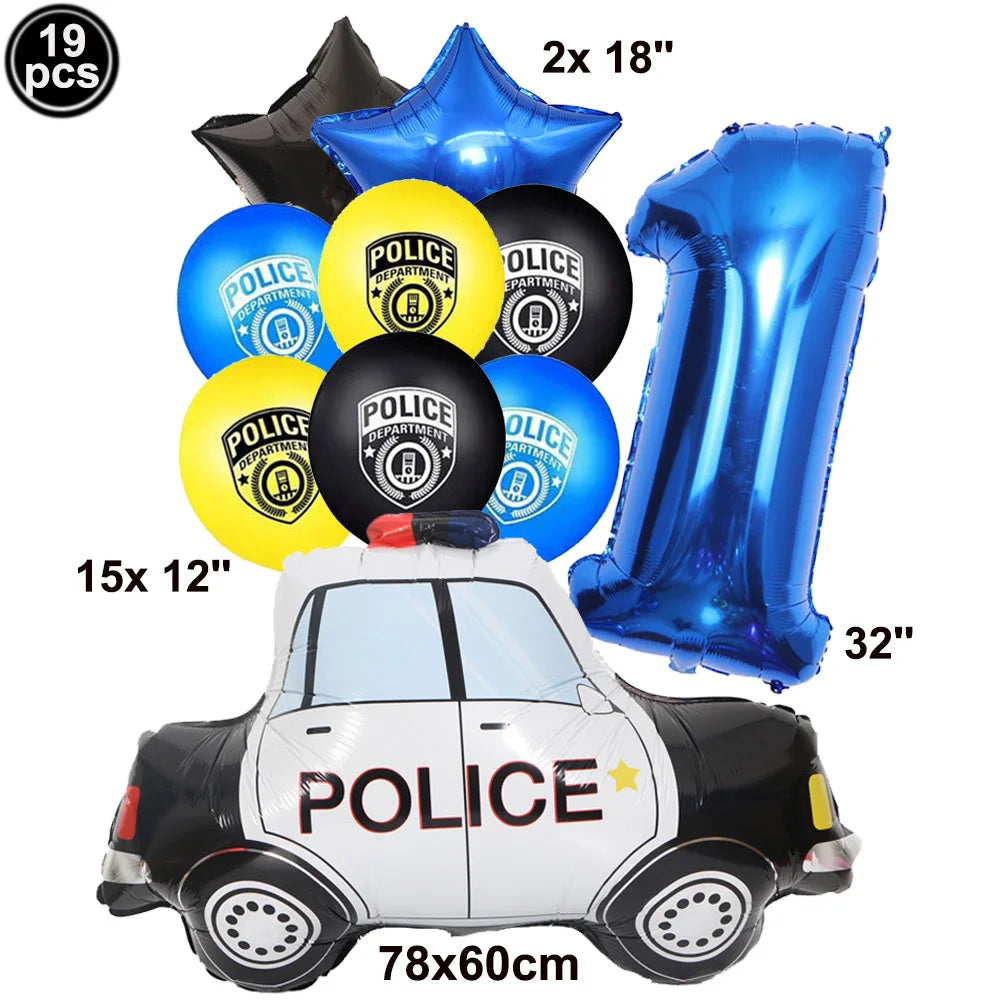Police Car Foil Balloons 5pcs for Boys' Birthday Party Decorations 8 / as picture