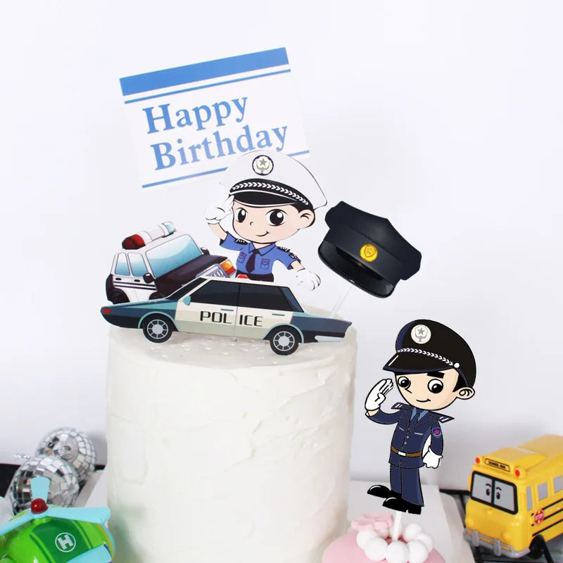 Police Car Happy Birthday Cake Topper with DIY Baking Supplies