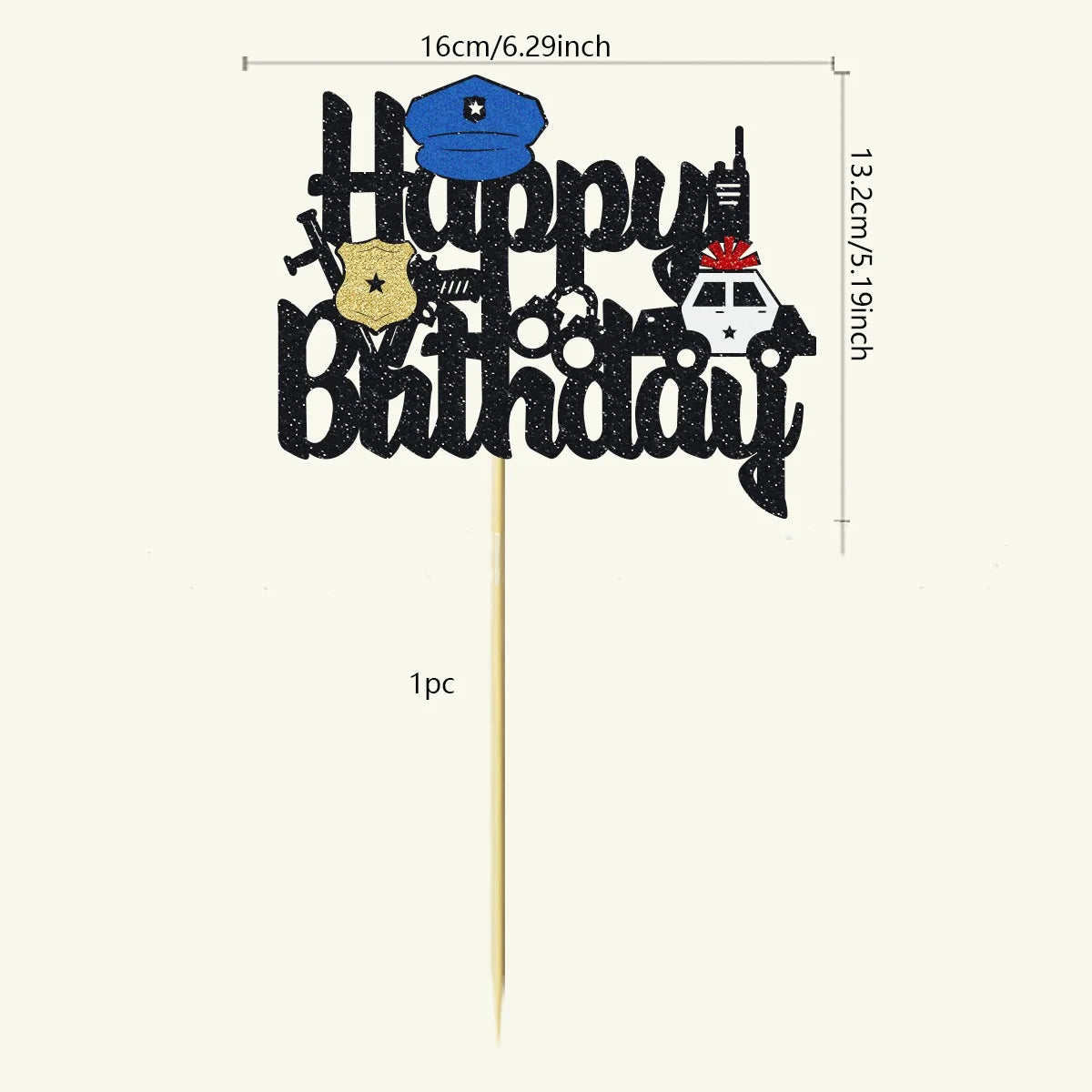 Police Car Happy Birthday Cake Topper with DIY Baking Supplies