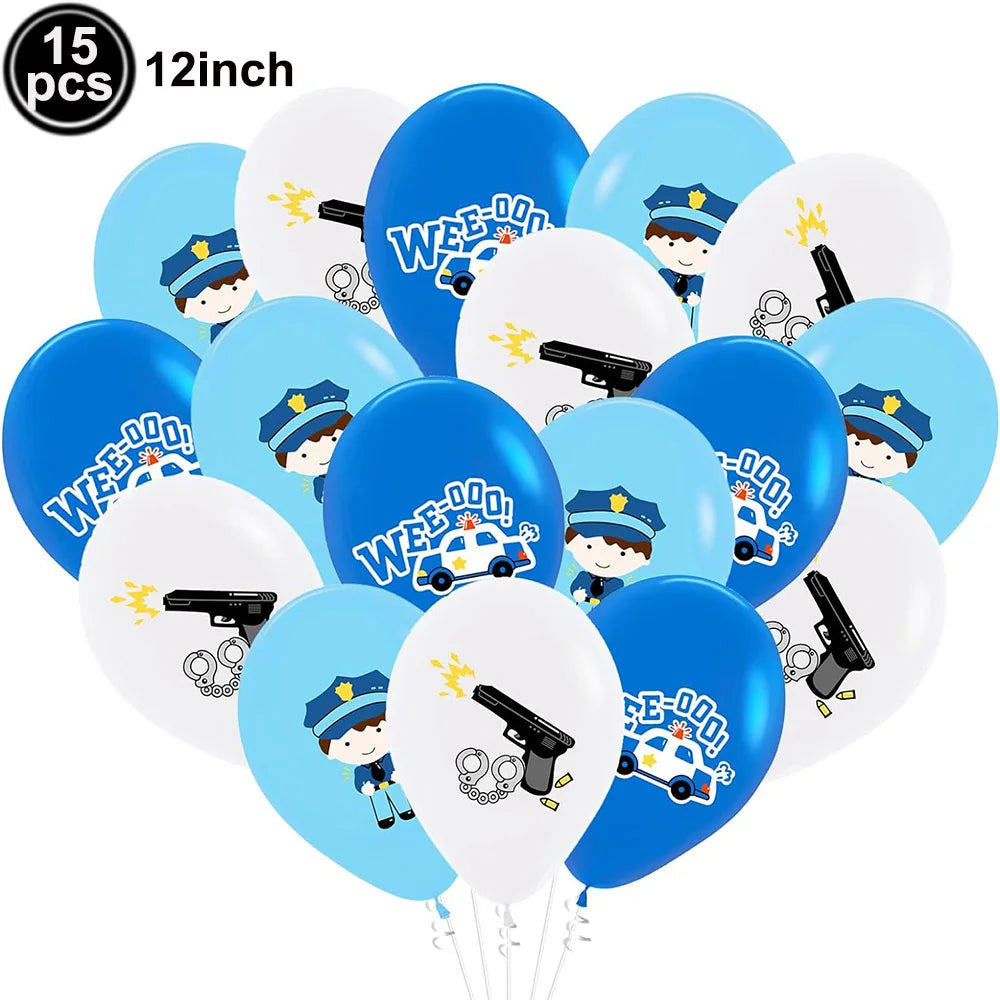Police Truck Foil Balloon | Boys Birthday Party Decoration Latex balloon-15pcs / As Shown