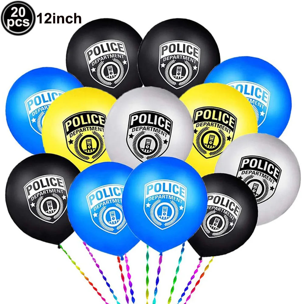 Police Truck Foil Balloon | Boys Birthday Party Decoration Latex balloon-20pcs / As Shown