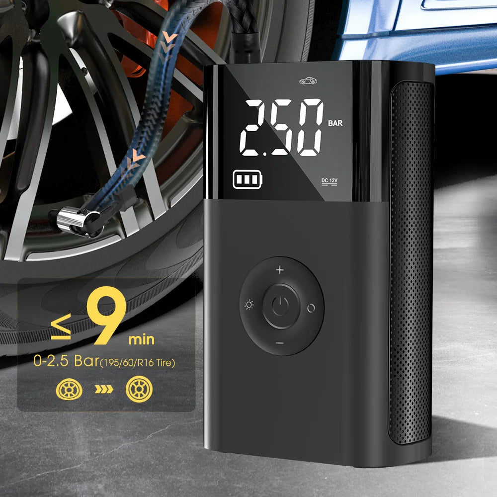 Portable Air Compressor Car Tire Inflator Pump Smart Electric Inflator 150psi Fast Inflation Suitable for Motorcycle Bikes Car