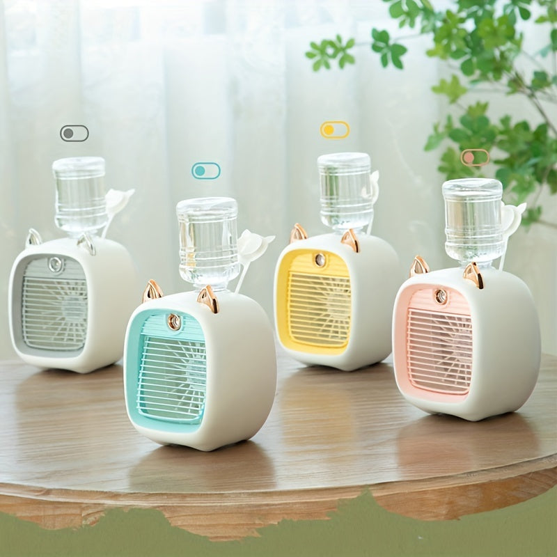 Portable Mini Air Conditioning Fan - Desk Misting Fan With 1200mAh Battery, USB Type-C Charging, 3-Speed Air Cooler Fan, Humidifier - Perfect For Home, Office, Birthday Gift