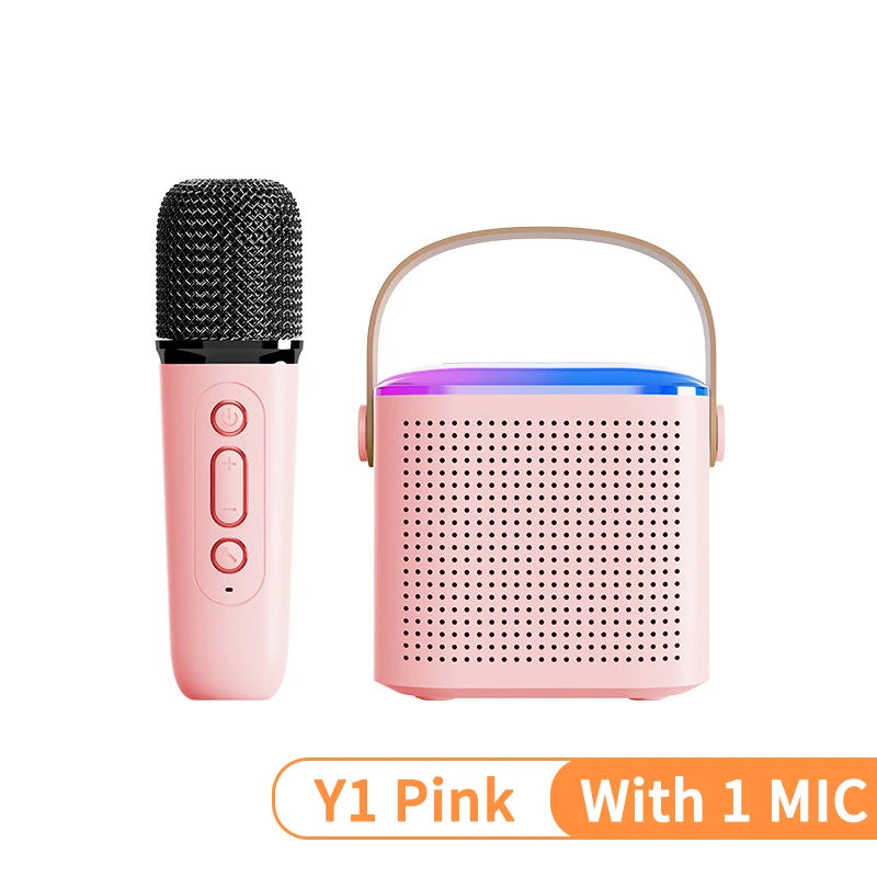 Portable Wireless Dual Microphone Karaoke Machine Bluetooth PA Speaker KTV DSP System HIFI Stereo Sound RGB Colorful LED Lights