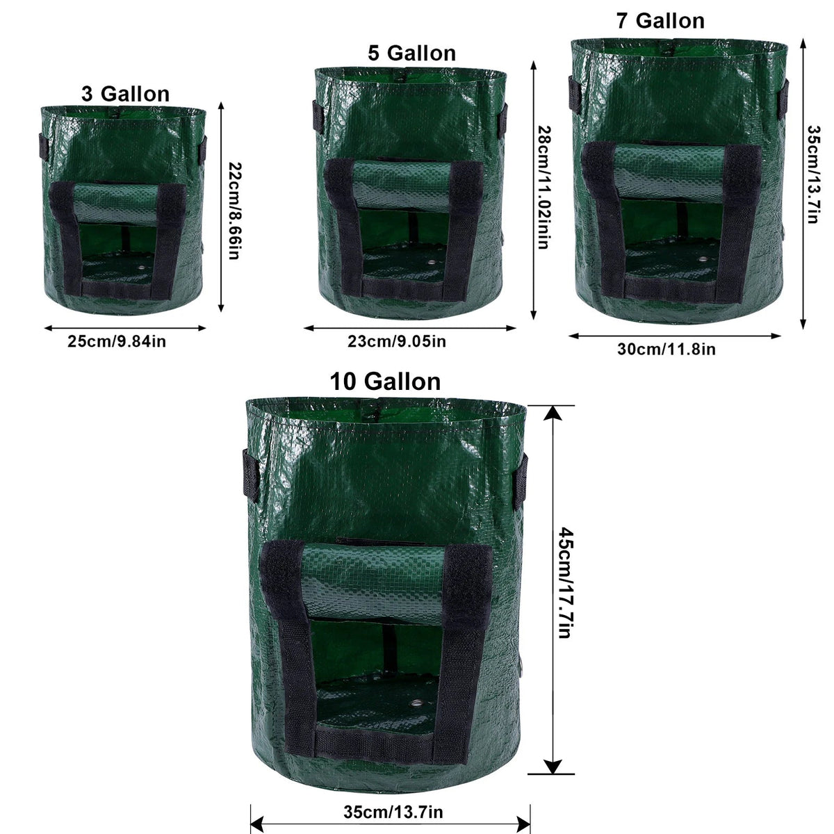 Potatoes Grow Bags 3/5/10 Gallon Gardening Plant Growing Bags for Potato Tomato Carrot &amp; Other Vegetable Planter Container