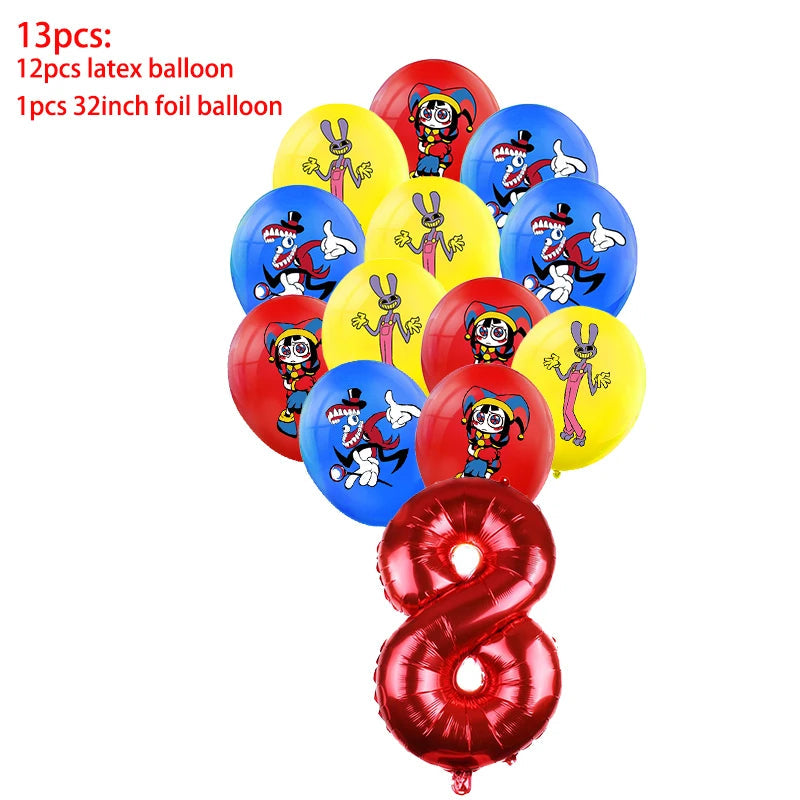 Potdemiel Digital Circus Tableware Birthday Party Decoration 1Set 8 / Other