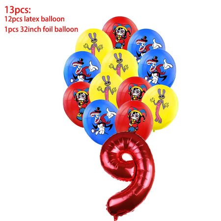 Potdemiel Digital Circus Tableware Birthday Party Decoration 1Set 9 / Other