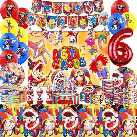 Potdemiel Digital Circus Tableware Birthday Party Decoration