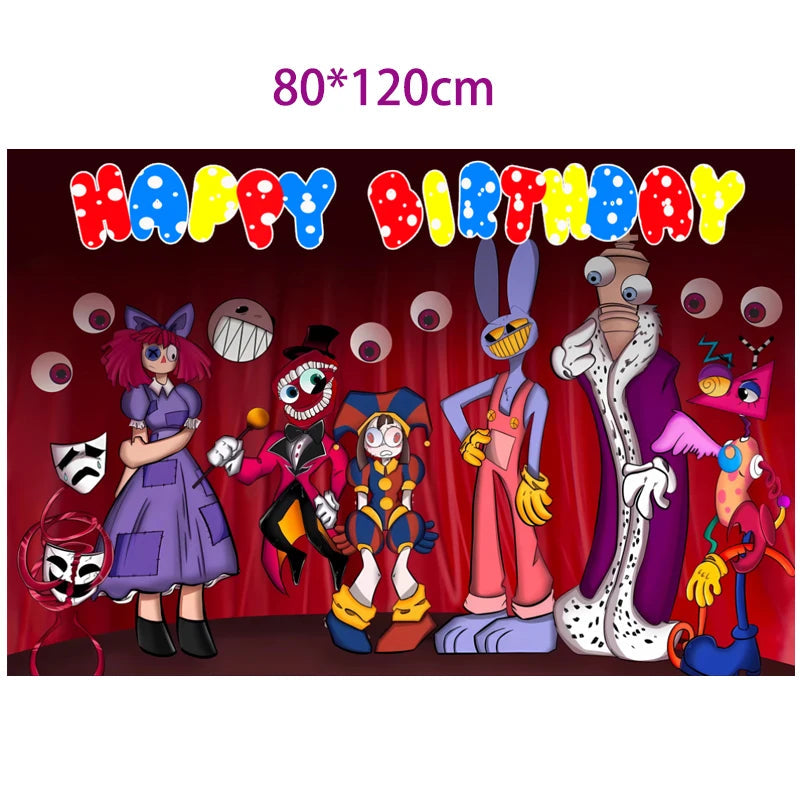 Potdemiel Digital Circus Tableware Birthday Party Decoration 80X120cm C / Other