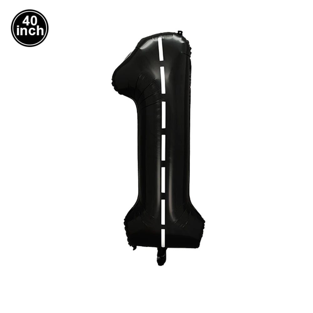 Race Car 2nd Birthday Party Decorations Tableware 40&amp;quot; Number Balloon Checkered Foil Balloons Clear