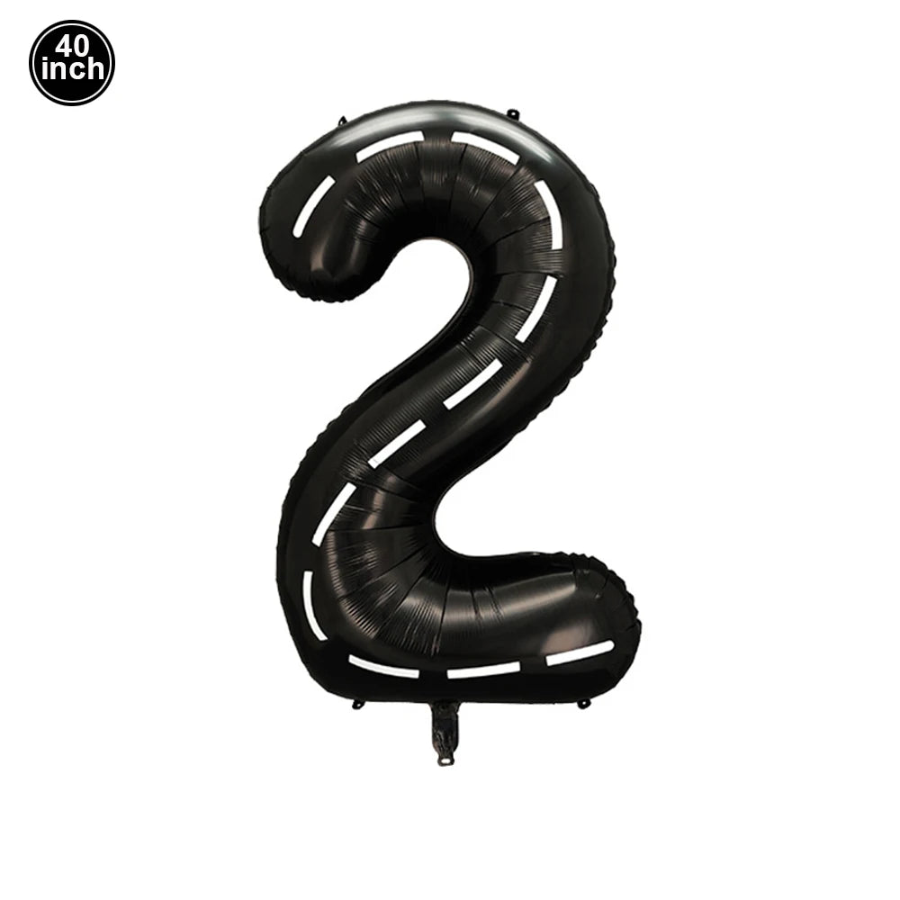 Race Car 2nd Birthday Party Decorations Tableware 40&amp;quot; Number Balloon Checkered Foil Balloons VIOLET/u7d2bu7f57u5170