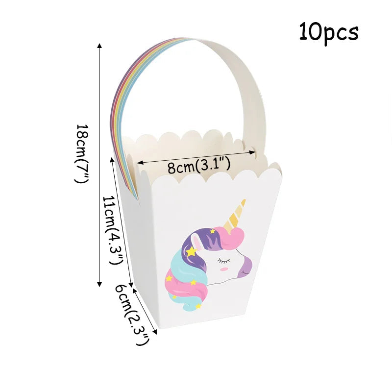 Rainbow Unicorn Birthday Supplies Set  10pcs candy box