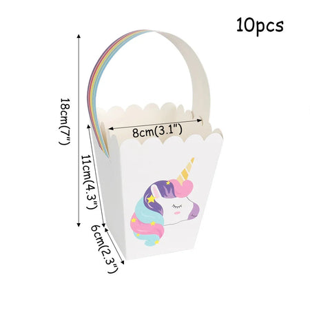 Rainbow Unicorn Birthday Supplies Set  10pcs candy box