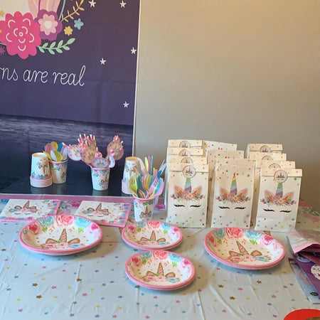 Rainbow Unicorn Birthday Supplies Set