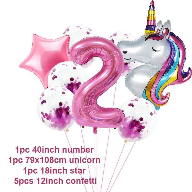 Rainbow Unicorn Birthday Supplies Set  6pcs number-2