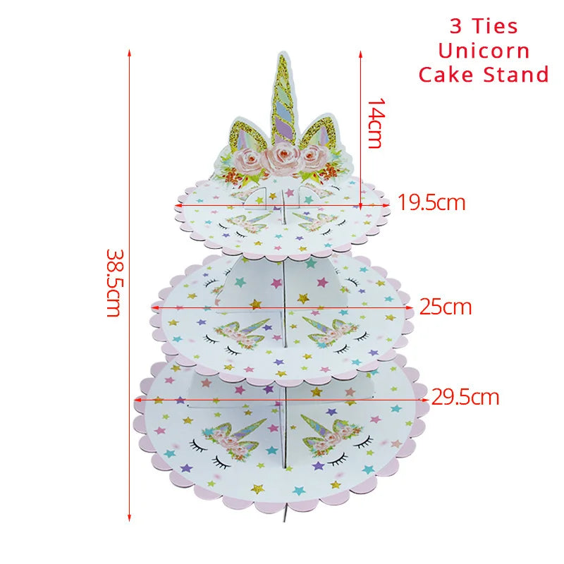 Rainbow Unicorn Birthday Supplies Set  cupcake stand
