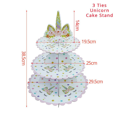 Rainbow Unicorn Birthday Supplies Set  cupcake stand