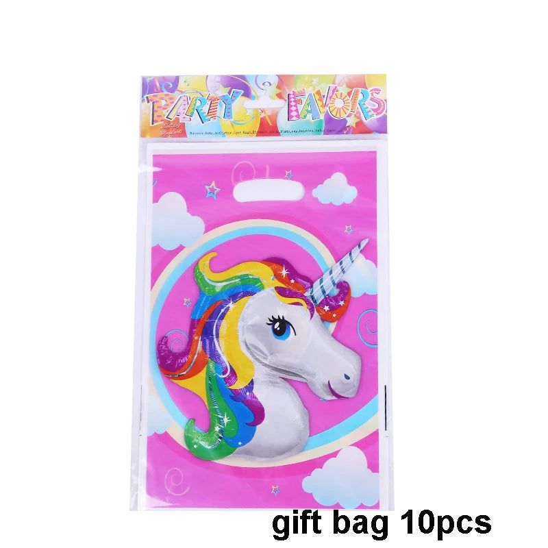 Rainbow Unicorn Party Supplies Set - Perfect for Birthdays and Baby Showers! 10pcs gift bag