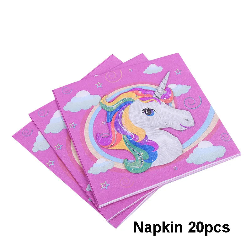 Rainbow Unicorn Party Supplies Set - Perfect for Birthdays and Baby Showers! 20pcs Napkin