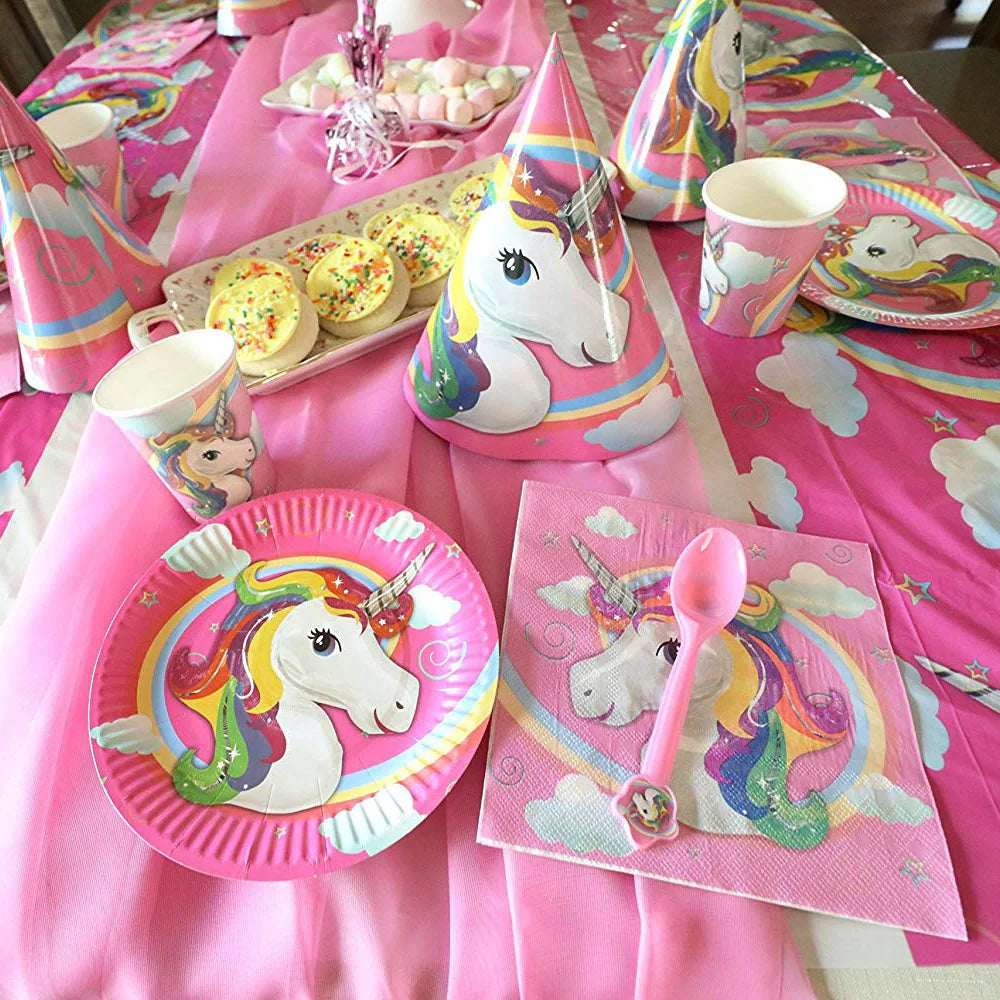 Rainbow Unicorn Party Supplies Set - Perfect for Birthdays and Baby Showers!