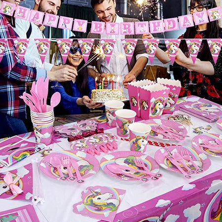 Rainbow Unicorn Party Supplies Set - Perfect for Birthdays and Baby Showers!