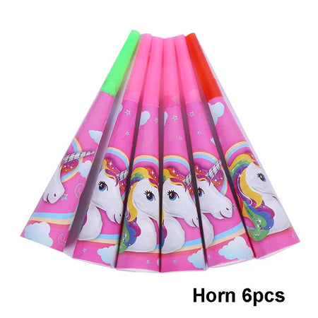 Rainbow Unicorn Party Supplies Set - Perfect for Birthdays and Baby Showers! 6pcs horn