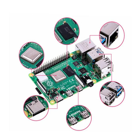 Raspberry Pi 4 Model B 1 2 4 8 GB RAM Cortex-A72 ARM v8 64-bit SoC 1.5GHz Gigabit Ethernet WiFi BLE 4K Video RPi 4B Pi4
