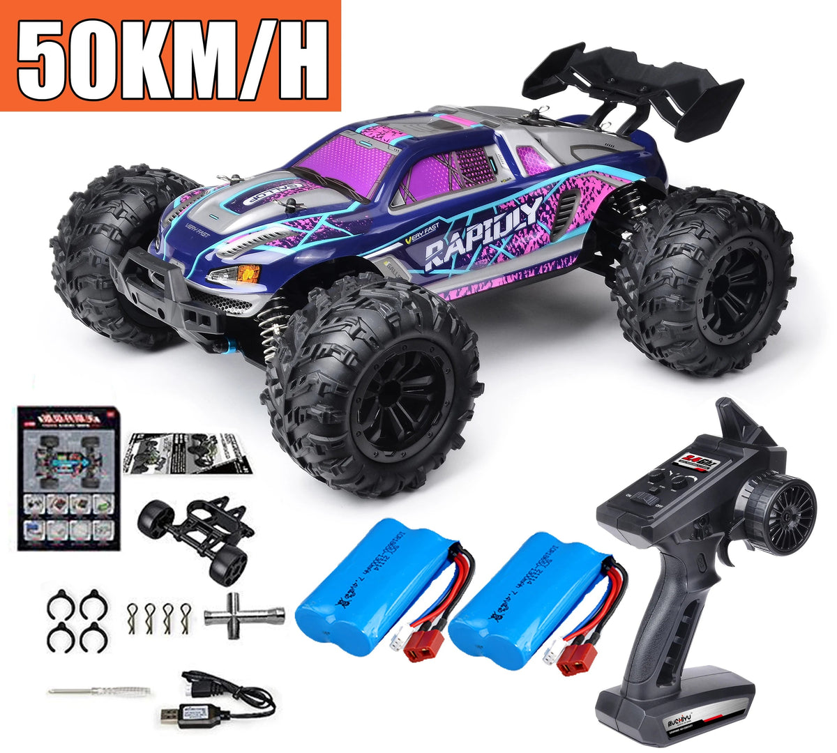 Rc Car Off Road 4x4 High Speed 75KM/H Remote Control Car With LED Headlight Brushless 4WD 1/16 Monster Truck Toys For Boys Gift 16101-PP-2B / CHINA
