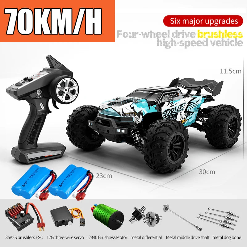 Rc Car Off Road 4x4 High Speed 75KM/H Remote Control Car With LED Headlight Brushless 4WD 1/16 Monster Truck Toys For Boys Gift 16102-PRO-BU-2B / CHINA