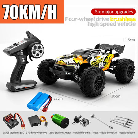 Rc Car Off Road 4x4 High Speed 75KM/H Remote Control Car With LED Headlight Brushless 4WD 1/16 Monster Truck Toys For Boys Gift 16102-PRO-YE-1B / CHINA