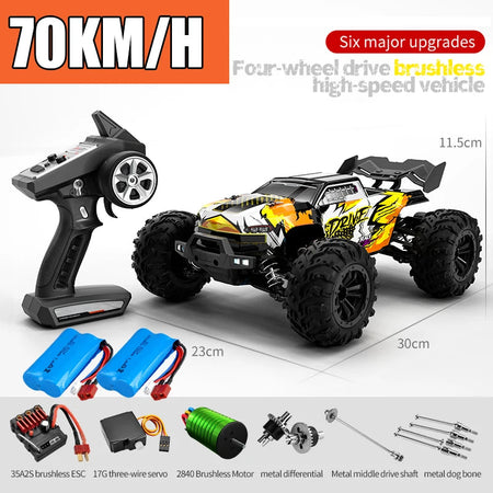 Rc Car Off Road 4x4 High Speed 75KM/H Remote Control Car With LED Headlight Brushless 4WD 1/16 Monster Truck Toys For Boys Gift 16102-PRO-YE-2B / CHINA