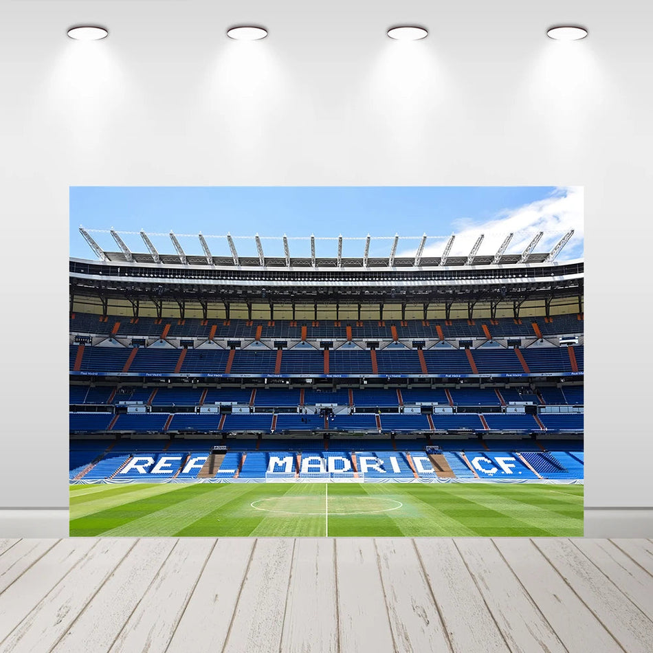 Real Madrid Bernabeu Football Stadium Kids Birthday Backdrop Party Decor as the picture / 300x200cm vinyl / CHINA