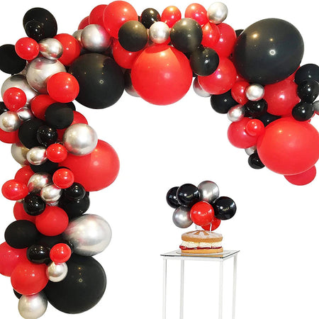 Red Black Balloons Garland Arch Kit Metallic Silver Quality Ballon 1st Birthday Party Decorations Air Globos Casino Ladybug Cars