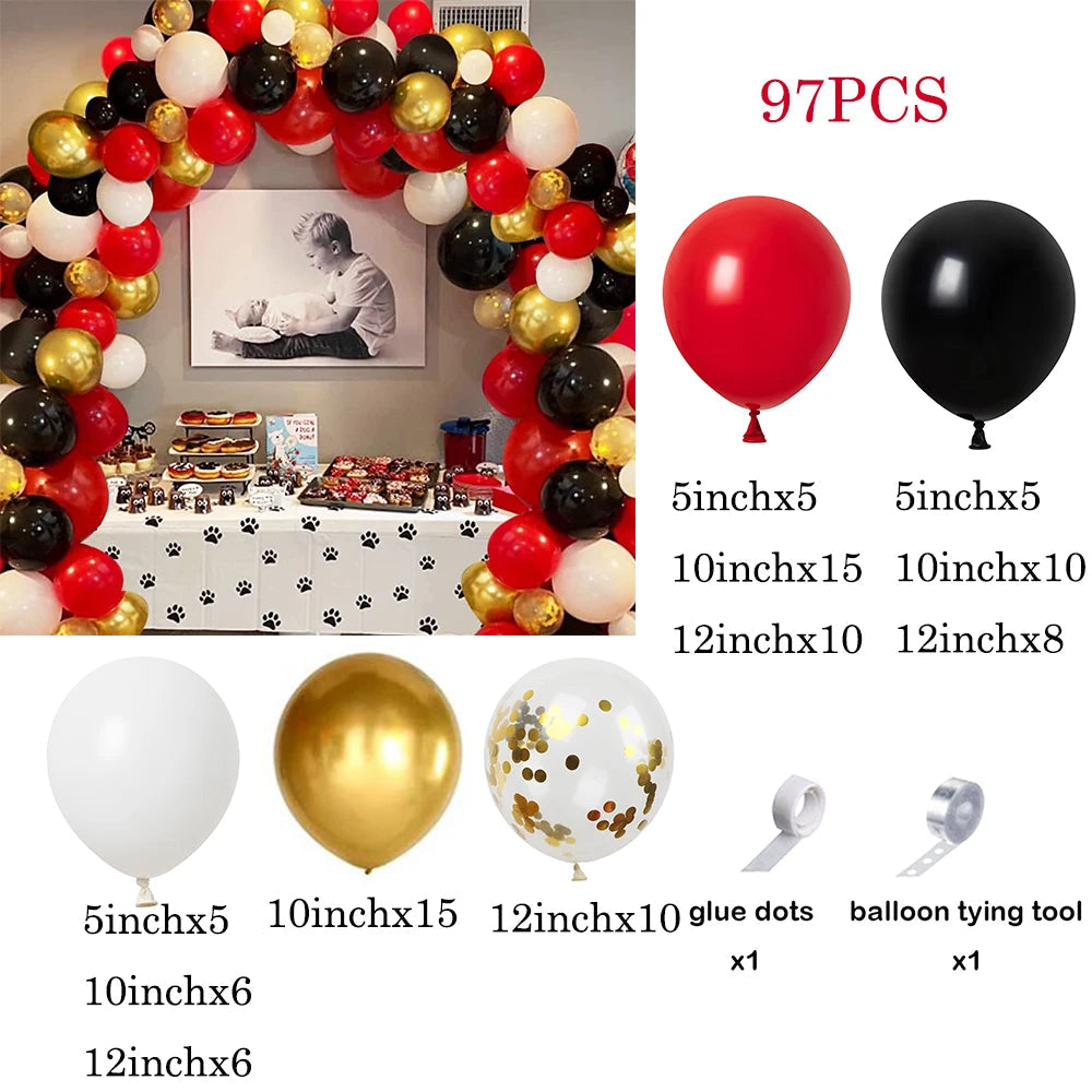 Red Black Balloons Garland Arch Kit Metallic Silver Quality Ballon 1st Birthday Party Decorations Air Globos Casino Ladybug Cars No12 / As picture