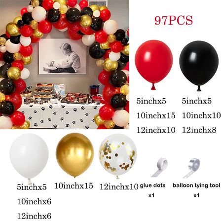 Red Black Balloons Garland Arch Kit Metallic Silver Quality Ballon 1st Birthday Party Decorations Air Globos Casino Ladybug Cars No12 / As picture