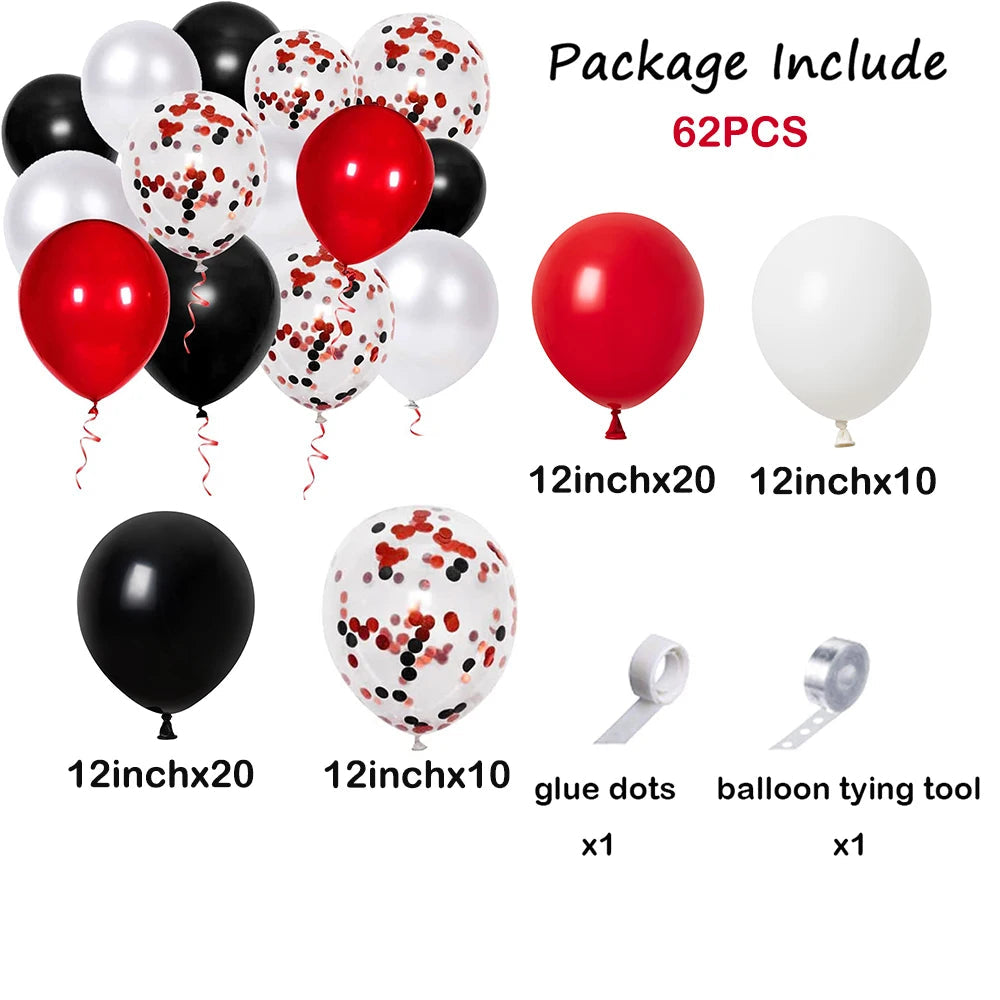 Red Black Balloons Garland Arch Kit Metallic Silver Quality Ballon 1st Birthday Party Decorations Air Globos Casino Ladybug Cars No13 / As picture