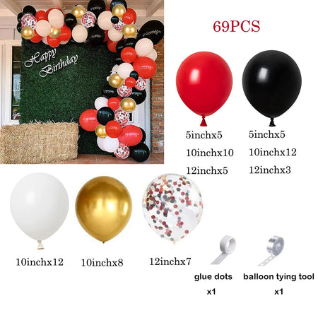 Red Black Balloons Garland Arch Kit Metallic Silver Quality Ballon 1st Birthday Party Decorations Air Globos Casino Ladybug Cars No4 / As picture