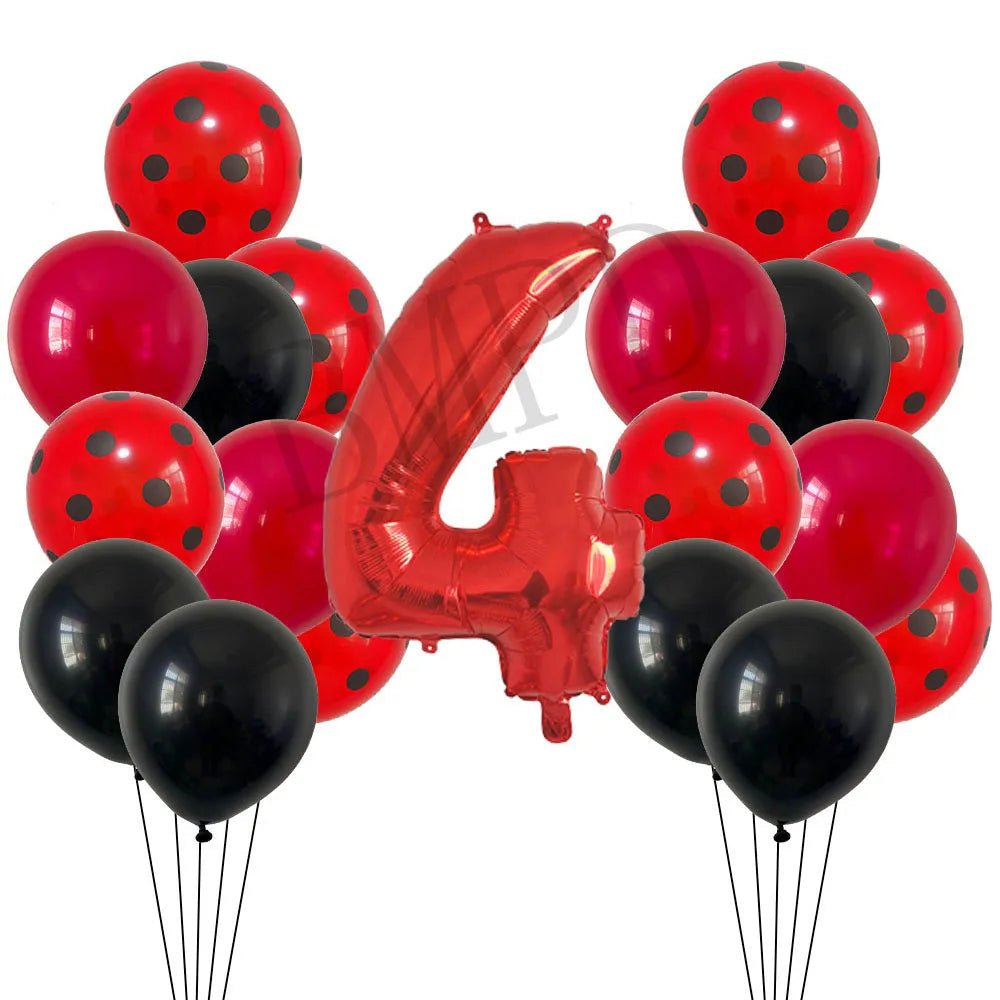 Red Black Ladybug Balloons &amp;amp; 32 Inch Red Number Set set-4 / Other / as shown | CHINA