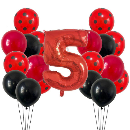 Red Black Ladybug Balloons &amp;amp; 32 Inch Red Number Set set-5 / Other / as shown | CHINA