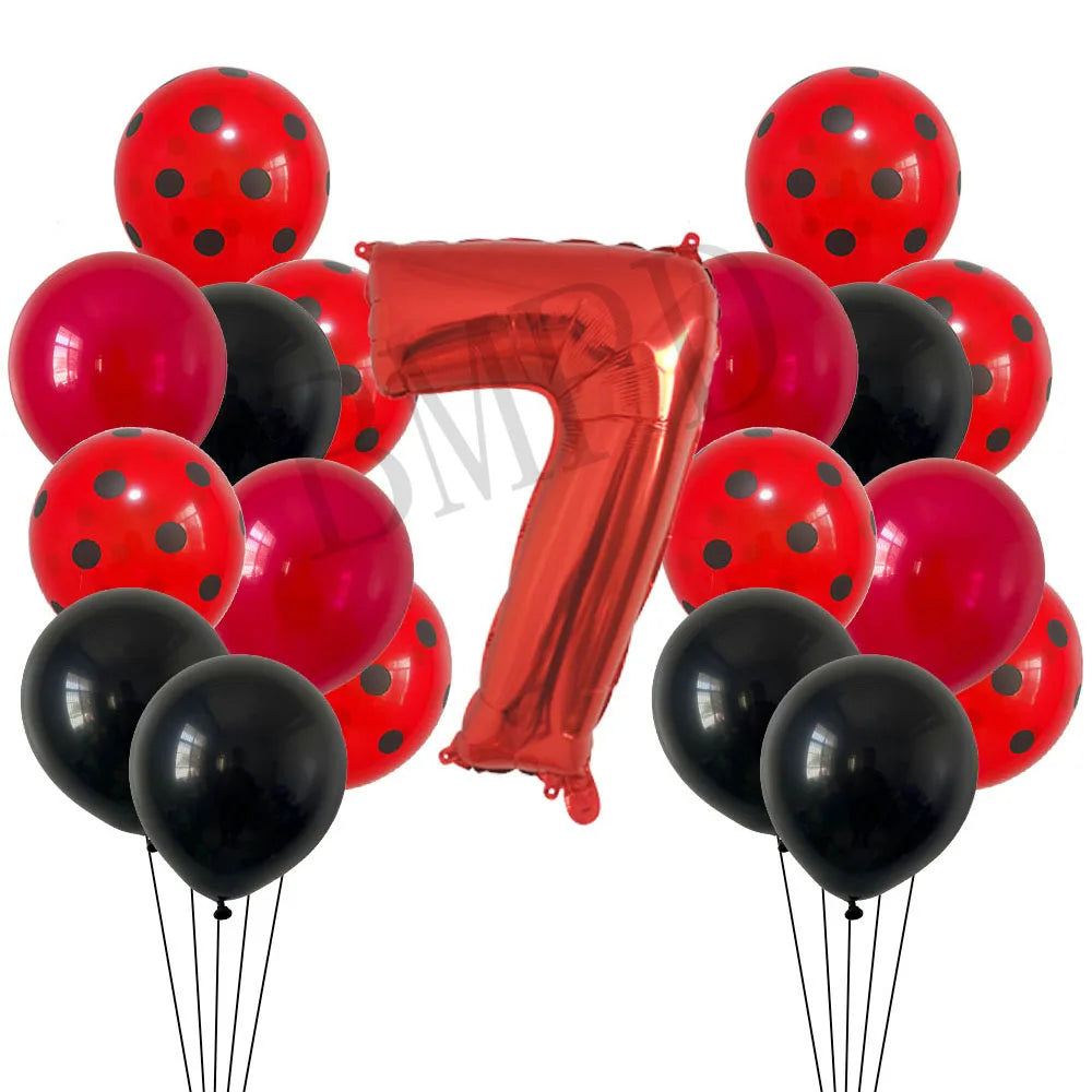 Red Black Ladybug Balloons &amp;amp; 32 Inch Red Number Set set-7 / Other / as shown | CHINA